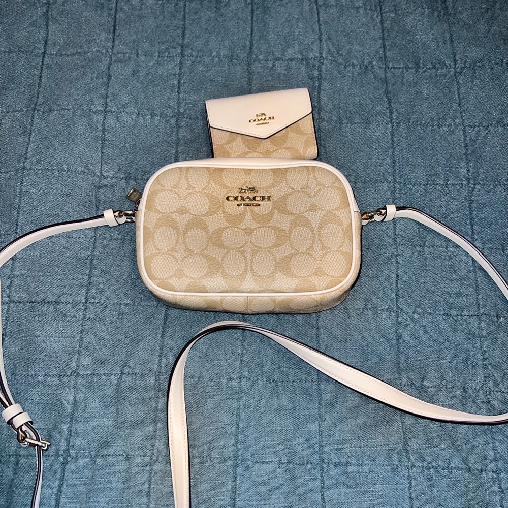 Coach Cream Crossbody Bag with Signature Monogram